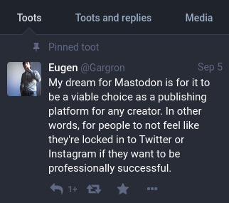 Wpis przypięty przez mastodon.social/@gargron